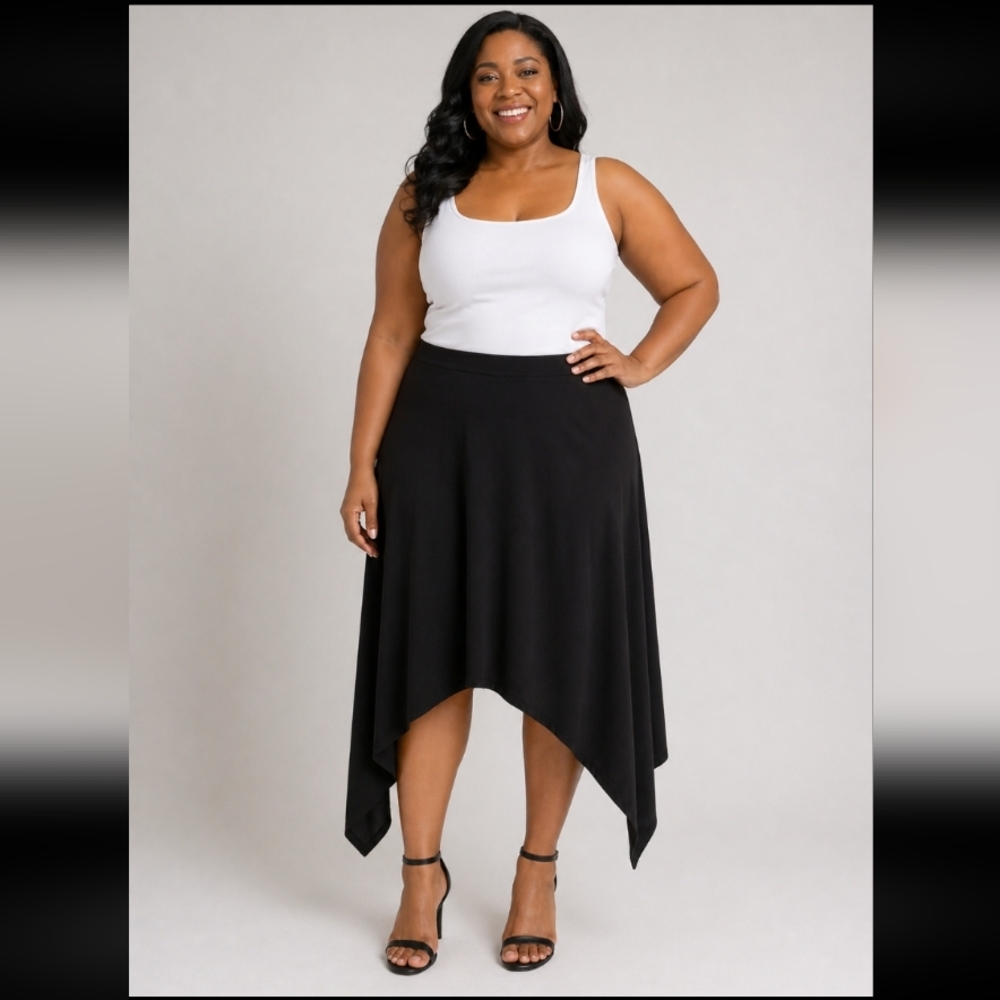 FADED GLORY Asymmetrical Black Stretchy Skirt 3X